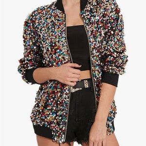 Sequin Embellished Multicolor Jacket